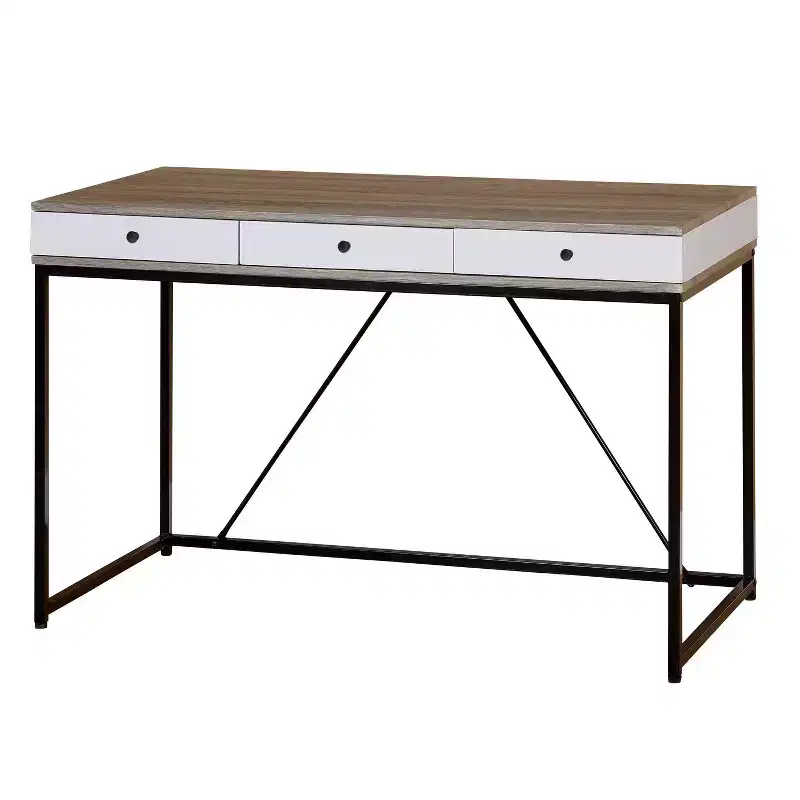 Buylateral Chelsea 3 Drawer Desk Black/Gray/White