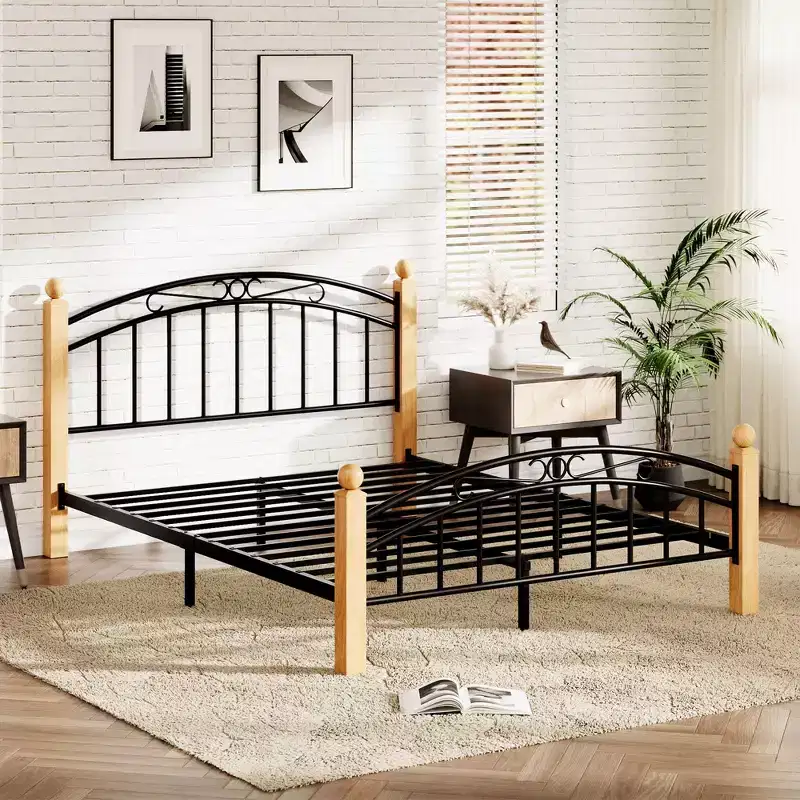 Bed Frame with Headboard, Twin Size Metal Platform Bed Frame with Steel Slats, No Box Spring Needed, 14-Inch Under-Bed Storage