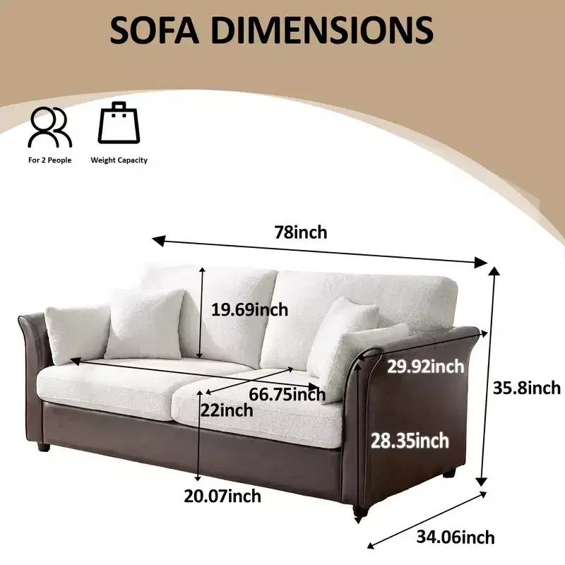 Dyonery 78 Cozy 2-Seater Detachable Sofa with Ergonomic Design,Gray