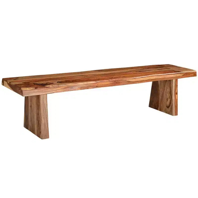 HomeRoots 75 Brown Solid Wood Live Edge Dining Bench