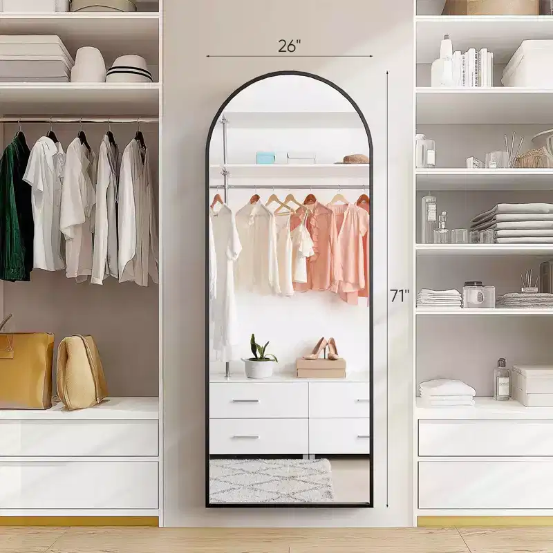 71x26 Inch Arched Full Length Mirror - Standing, Hanging or Leaning Wall Full Body Mirror
