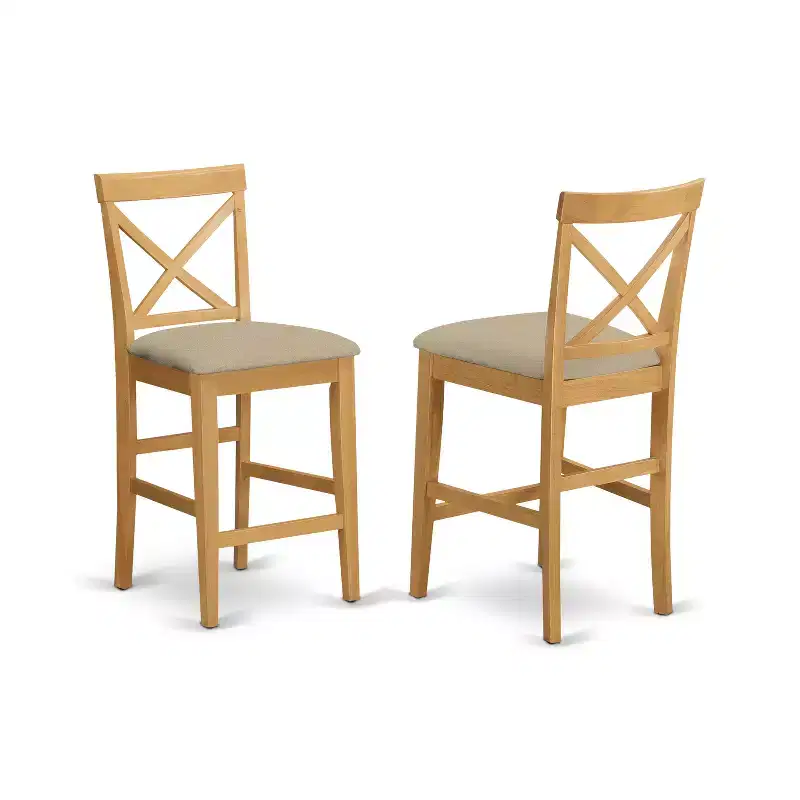 HomeStock 41.5 in.H Brown Finish High Back Wooden Counter Barstool in Rectangle Shape with Polyster Unupholstered