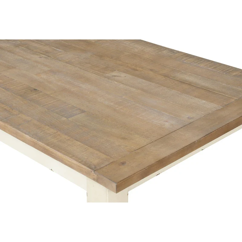Roundhill Furniture Prato Antique White and Distressed Oak Two-tone Finish Wood Dining Table