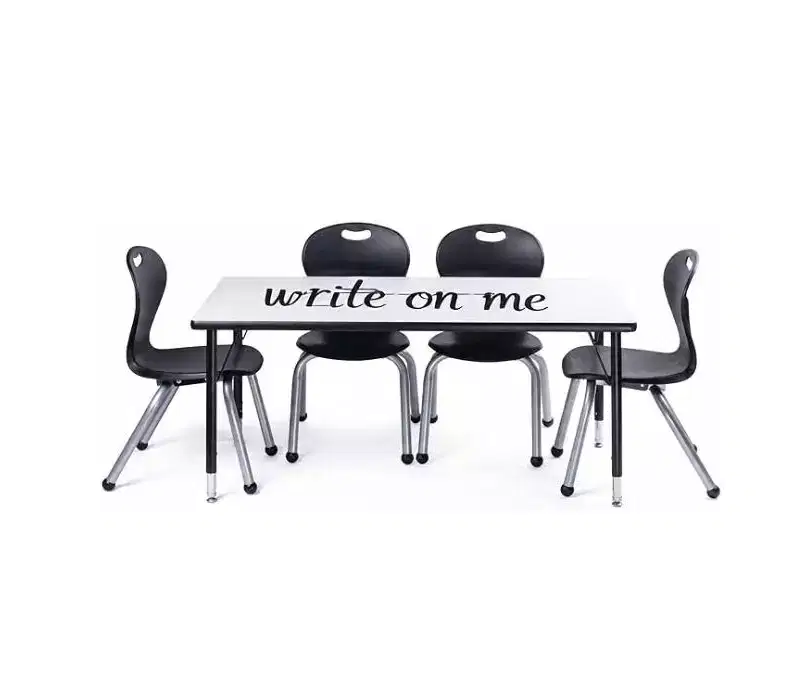 Table & Chair Set: Gray Edge Table, 12'' Black Zuul