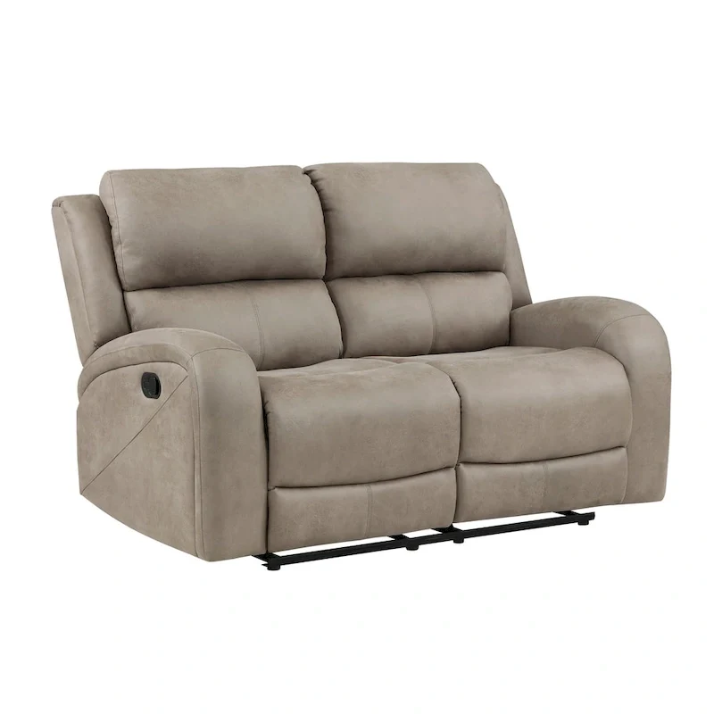 Patsy 62 Inch Manual Double Recliner Loveseat, Tufted Brown Microfiber