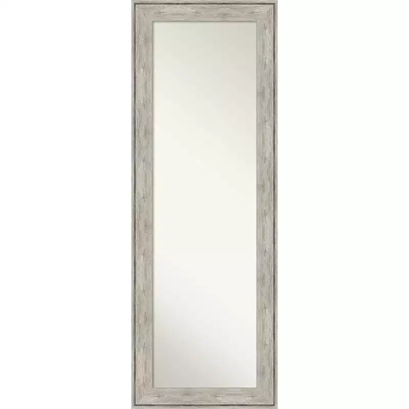 19" x 53" Crackled Framed On the Door Mirror Metallic - Amanti Art: Polystyrene Full Body, Over Door Mount