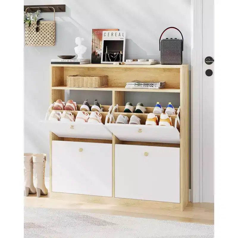 41-In Bookshelf with 12 Open Shelves, Bamboo Display Storage Shelving Unit