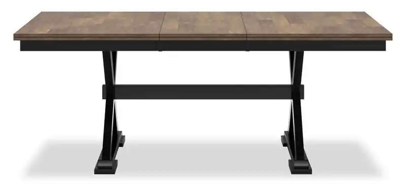 Dining Table, 60-78W Self-Storing Butterfly Leaf Extension - Two-Tone Black & Brown