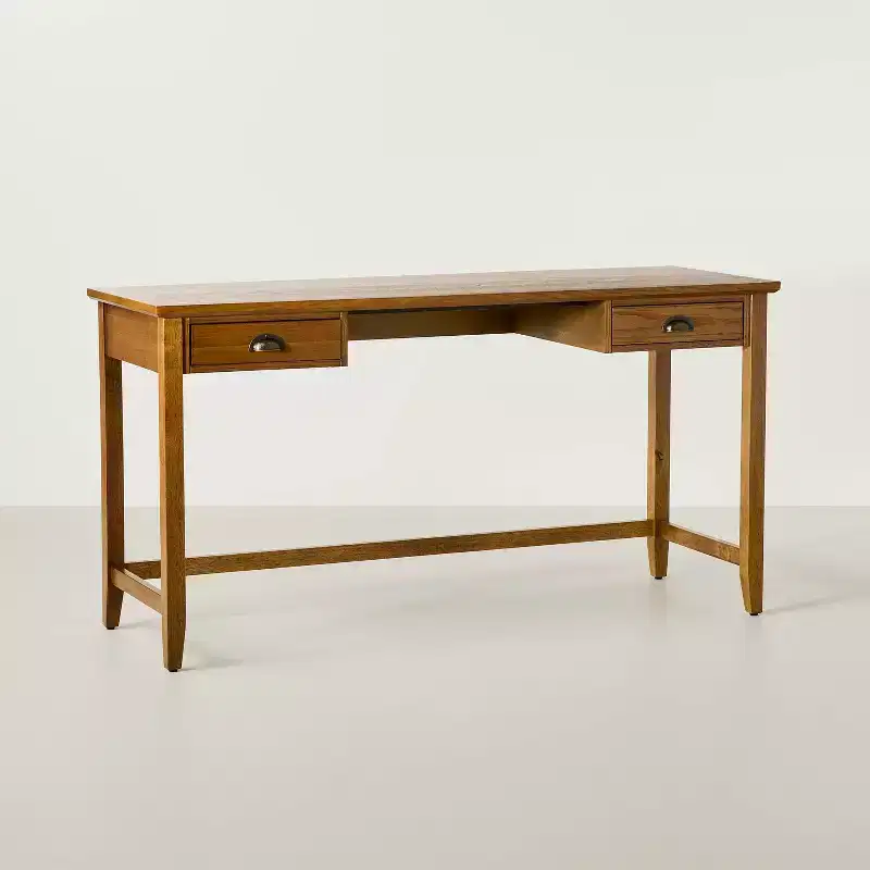2-Drawer Rectangular Office Desk -Oak Brown