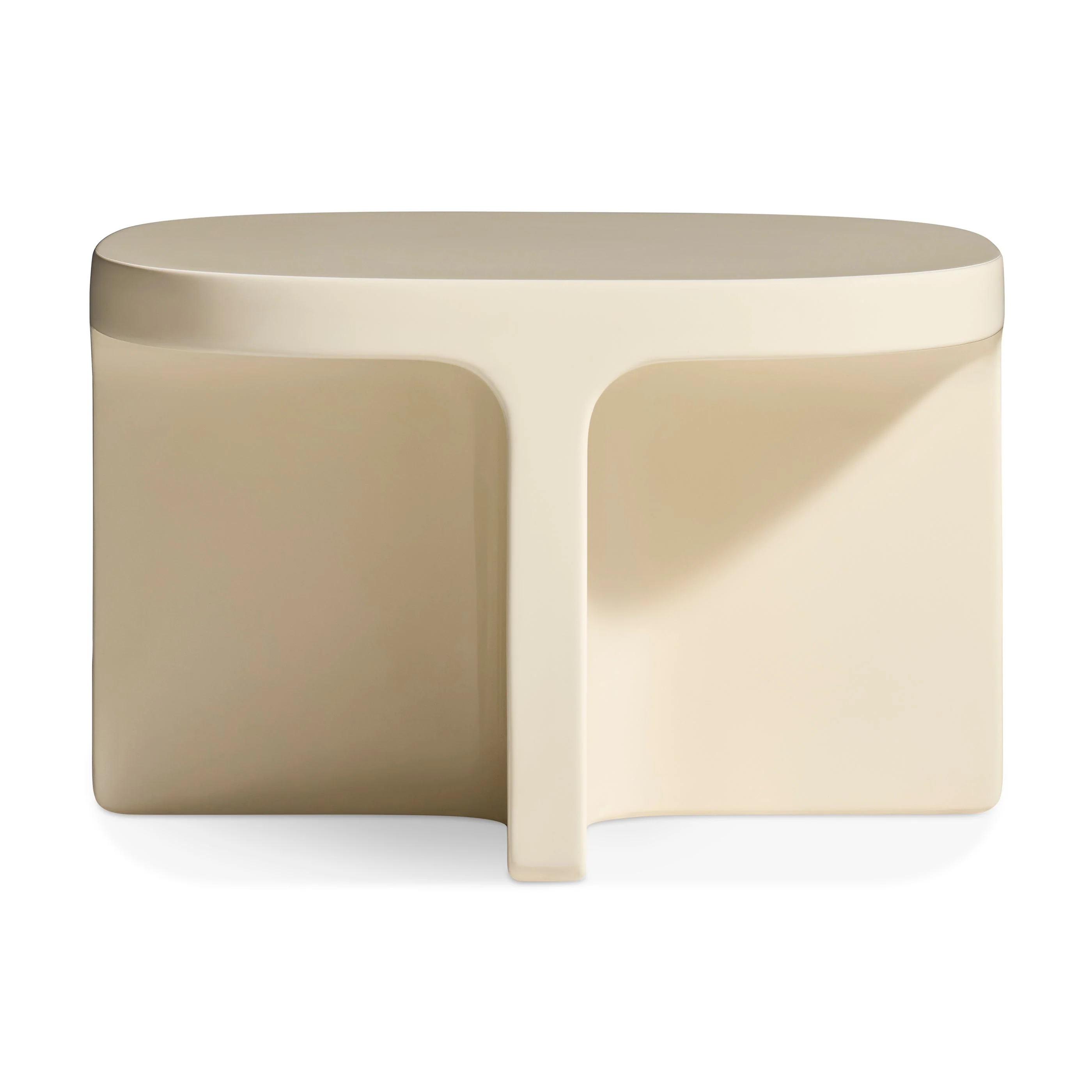 Playful Olive Concrete Side Table with Monolithic T-Shape for Living Room