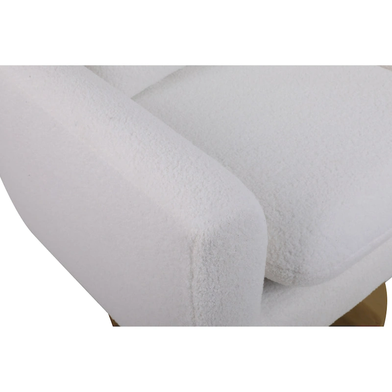 White 29.9 Upholstered 360 Swivel Accent Chair with Iron Base