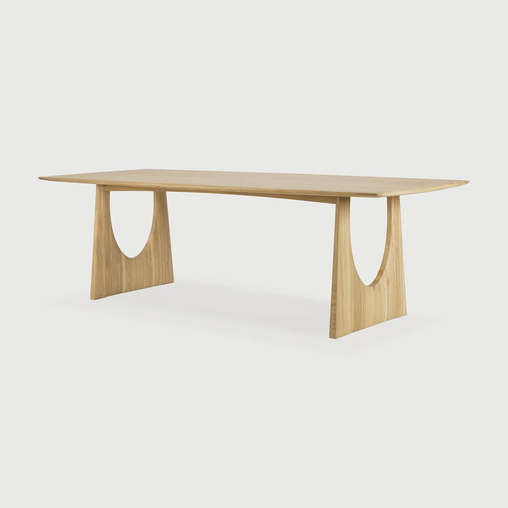 Contemporary Solid Oak Wood Dining Table with Rectangular Softened-Edge Top for Dining Room