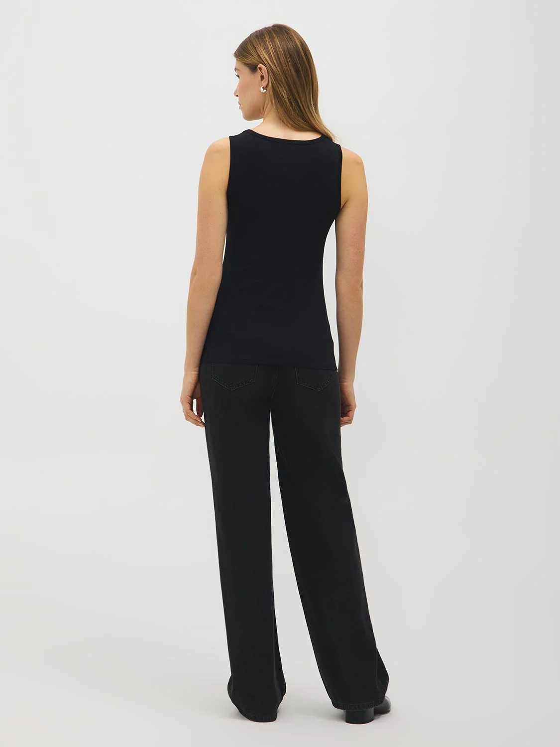 Cotton-Blend Scoop Neck Tank Top