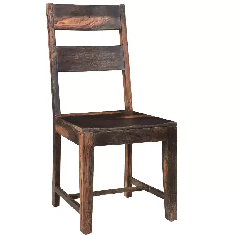 HomeRoots Set of Two Dark Brown Solid Wood Ladder Back Dining Side Chairs