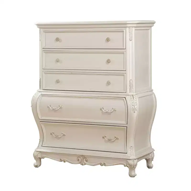 44" Chantelle Decorative Storage Drawer Pearl White - Acme Furniture: 5 Fixed Shelves, Wood Composite