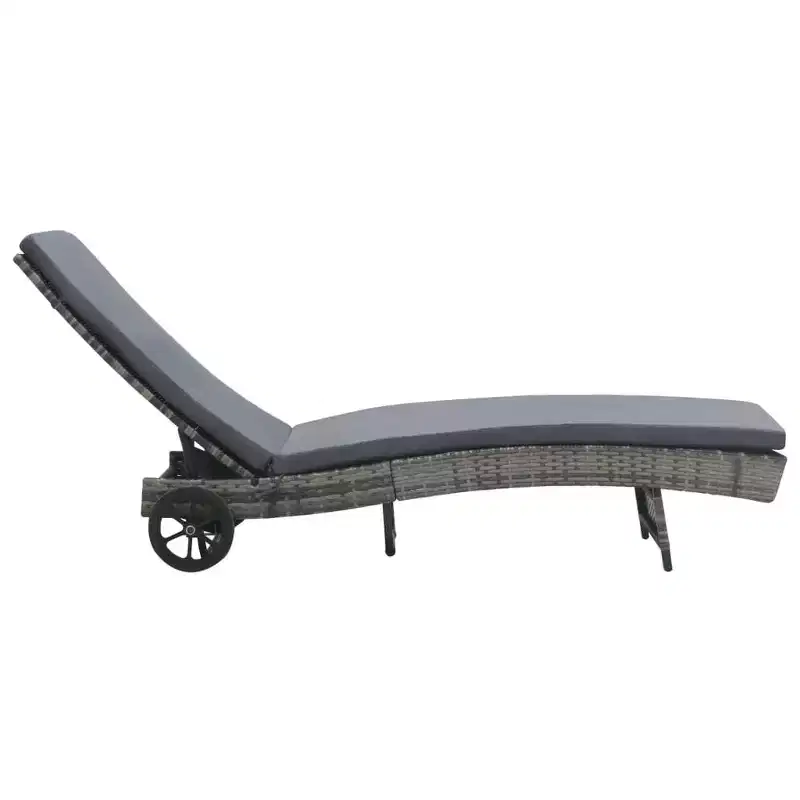 vidaXL Sunlounger Anthracite PE (Polyethylene) Rattan Large