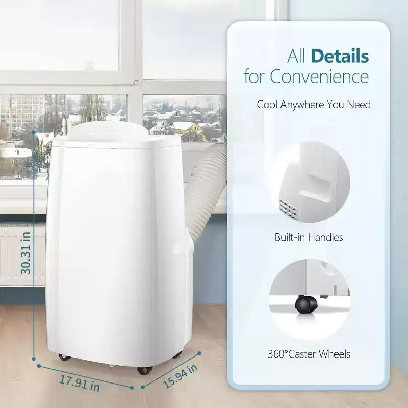 ZAFRO Portable Air Conditioners 14,000 BTU,Cooling, Dehumidifier & Fan 3-in-1,Air Conditioner Portable with Remote Control, Quiet