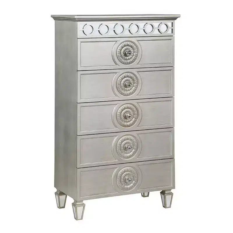 31" Varian Decorative Storage Drawer Silver and Mirrored Finish - Acme Furniture
