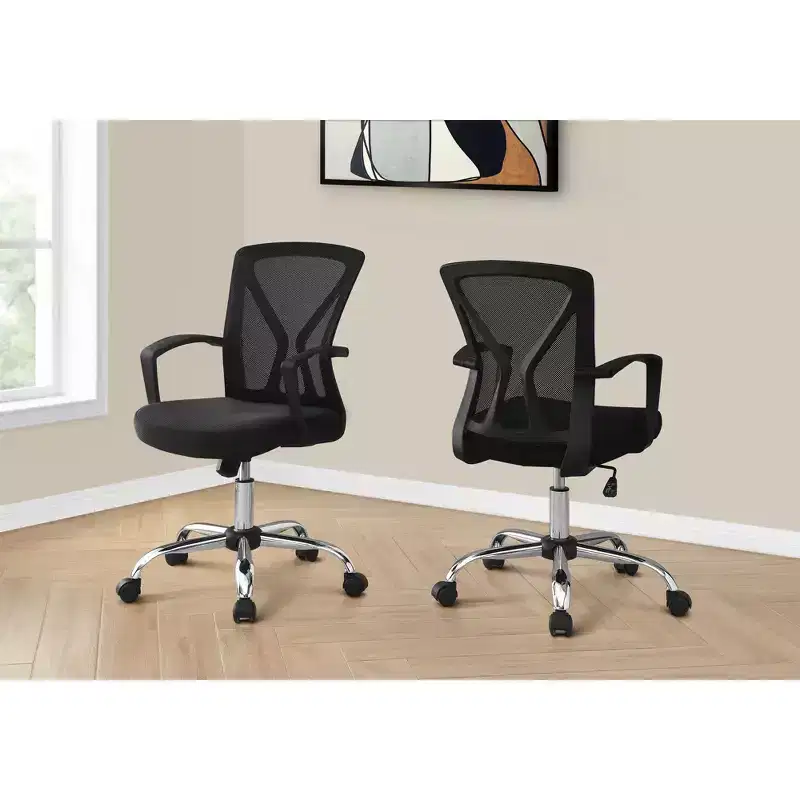 Mesh Ergonomic Office Chair with Adjustable Height, Fixed Arms & Padded Seat, Swivel