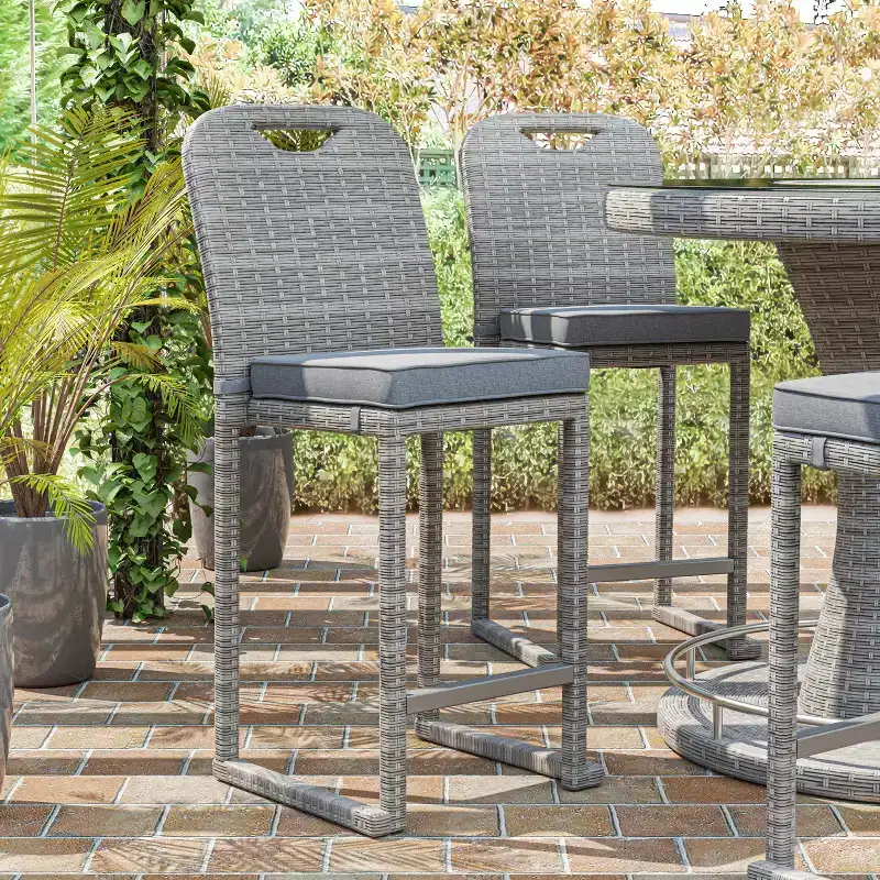 Greemotion 6pc Cyprus Outdoor Bar Height Stackable Armless Patio Chairs Gray: UV-Resistant, All-Weather, Aluminum Frame