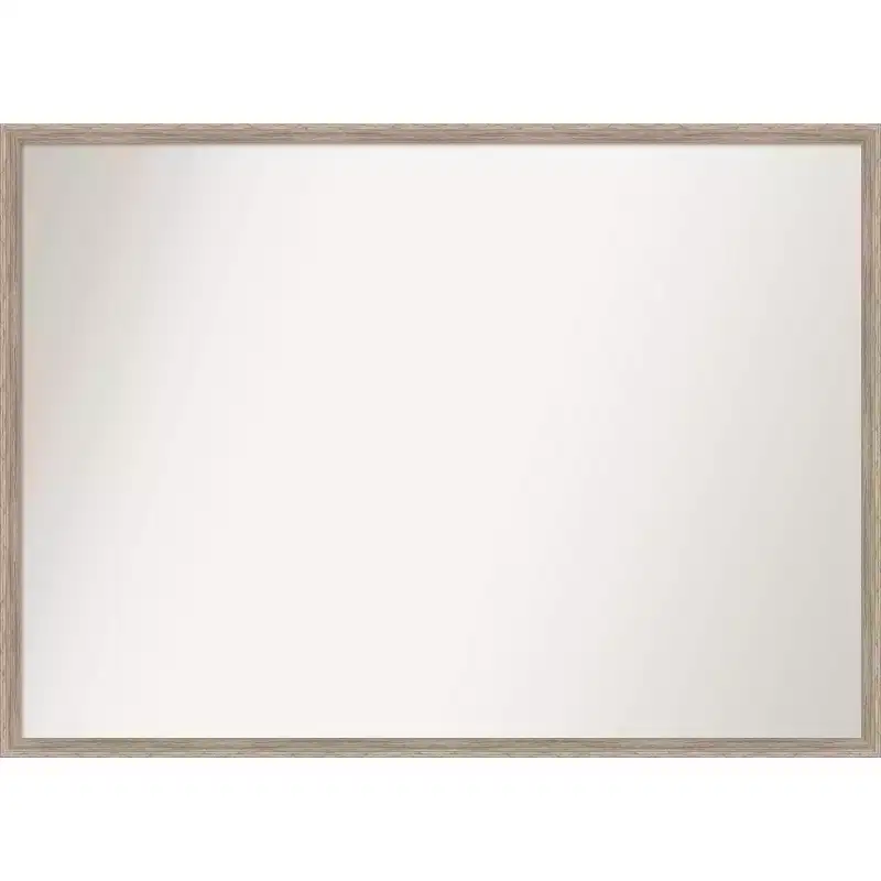 39" x 28" Non-Beveled Hard Wedge Whitewash Wood Wall Mirror - Amanti Art: Modern Rectangular, Includes Mounting Hardware