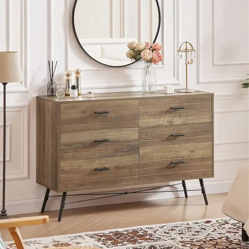 47.2W Modern Bedroom with Deep 6 Drawers - N/A