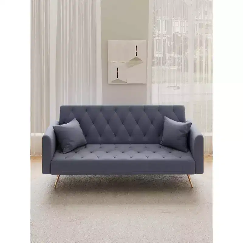 Love Seat Velvet Sofa Comfortable for Living Room Bedroom Gray