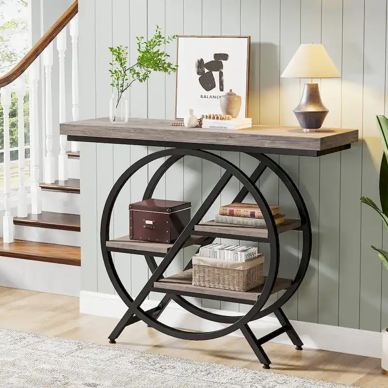 39.4-Inch Console Table, 4- Tier Industrial Entryway Table