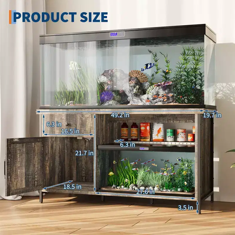 55-75 Gallon Fish Tank Stand, Heavy Duty Aquarium Stand with Storage Cabinet, TV Consoles Table for 80/75/70 Inch TVs, Large Turtle Tank Stand