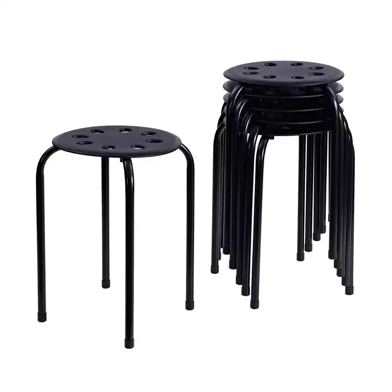 VECELO 6-Piece Stacking Stools, 17.7 in. Standard Height, Portable Plastic Colorful Decoration Stools for School Classroom or Office