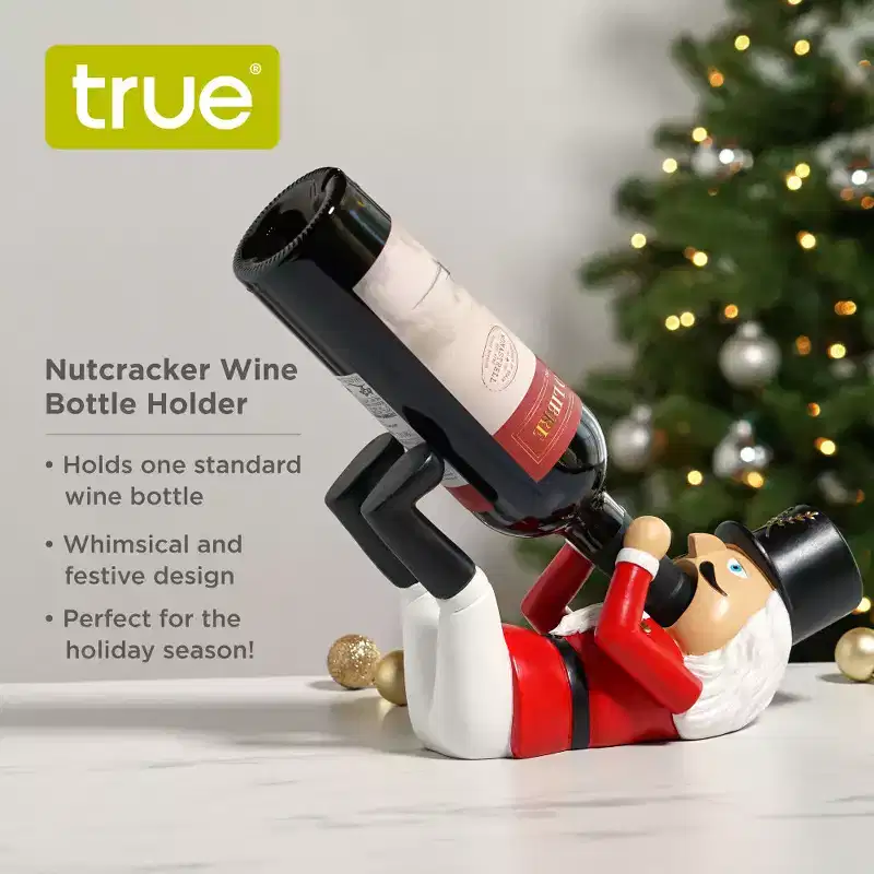 True Nutcracker Polyresin Wine Bottle Holder, Holiday Wine Holder, Christmas Gifts for Wine Lovers, Secret Santa Gifts, Kitchen & Home Bar Decor