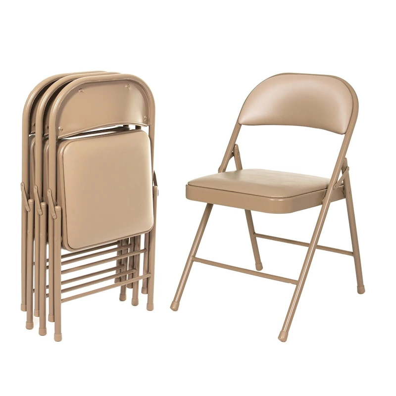 Hampden Furnishings Bernadine Basics Collection Vinyl Folding Chair, Pack of 4