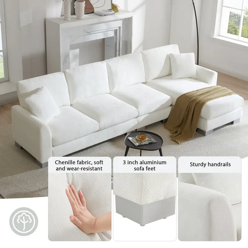 Rosita Modern L-shaped Sectional Sofa with Chaise Lounge by GDFStudio