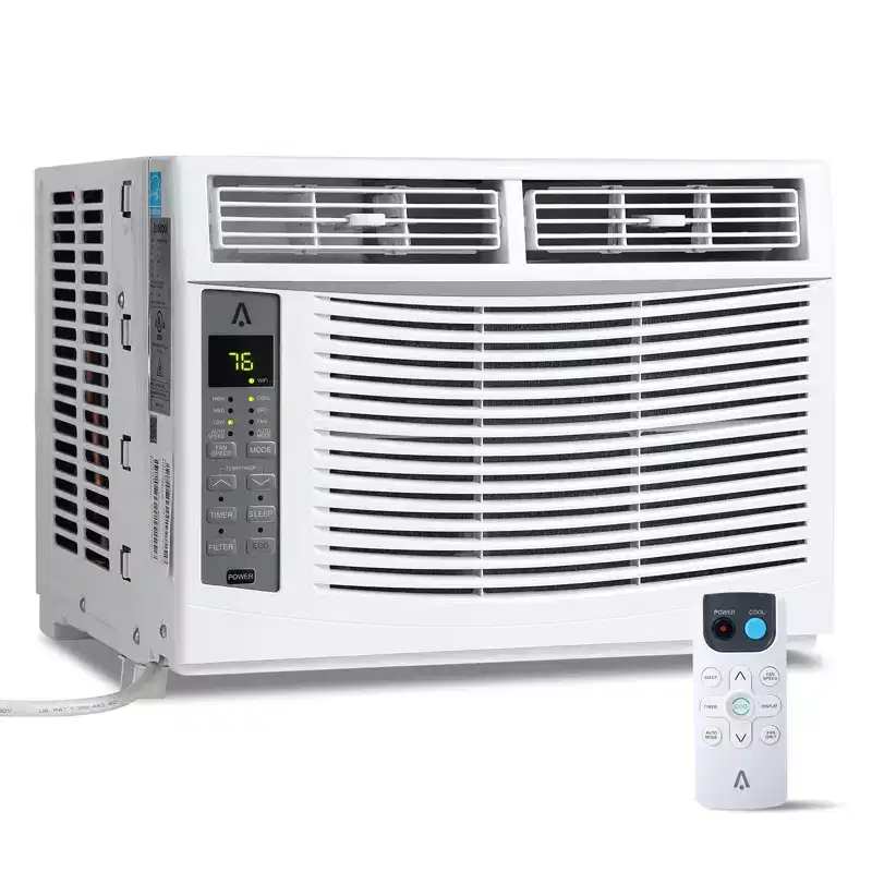 6000 BTU Window Air Conditioner, Cools Up to 350 Sq. Ft, Window AC Unit with Remote, 3 fan speeds, Sleep mode, Auto Restart, 115V/60Hz, White