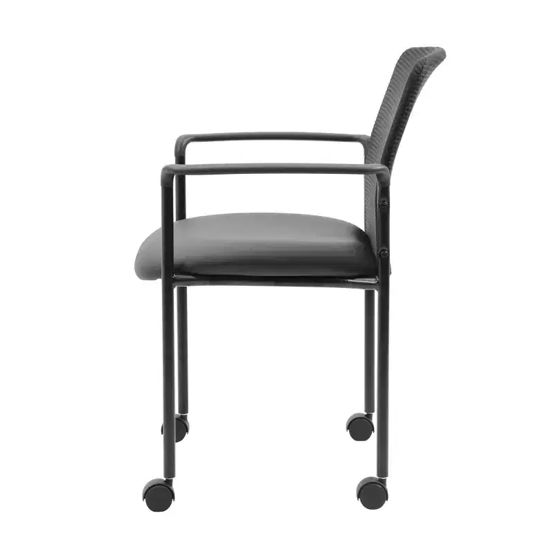 Mesh Guest Chair with Fixed Arms & Metal Frame -: Stackable, Breathable Back