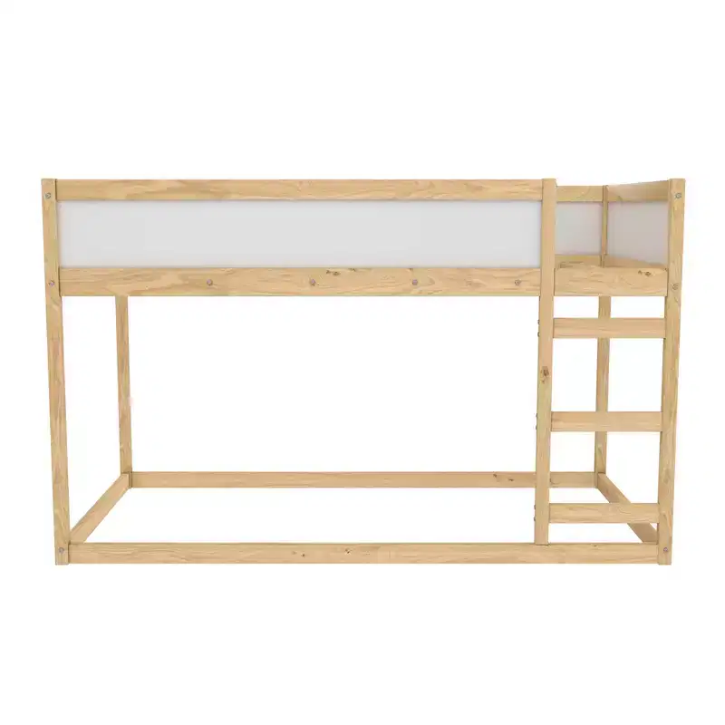 Max & Finn Saffiano Convertible 3-in-1 Kids Bed, Natural/White