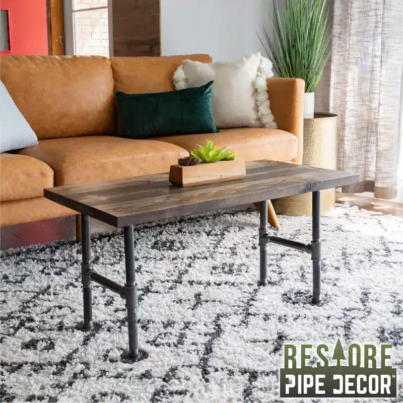 RESTORE Trail Brown Solid Wood Coffee Table by Pipe Decor
