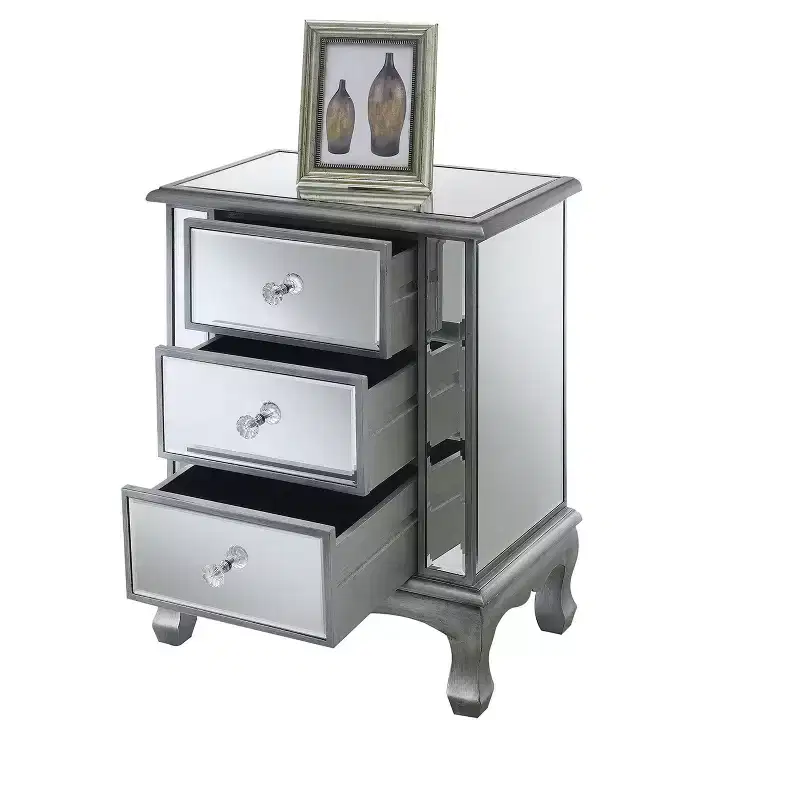 Gold Coast Vineyard Mirrored 3 Drawer End Table - Breighton Home