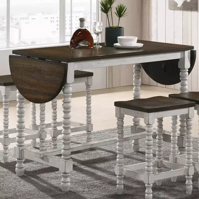 71" Nolte Farmhouse Counter Height Table with Drop Leaf - miBasics