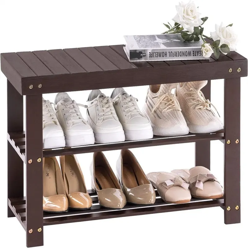 3-Tier Shoe Rack Bench - 11D x 27.6W x 17.7H