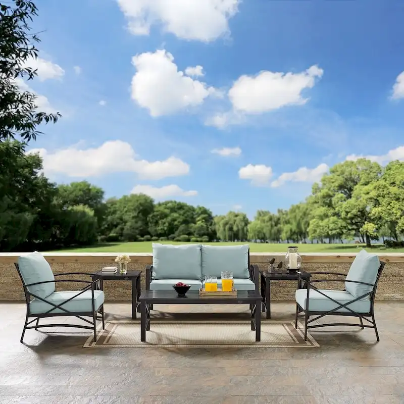Crosley Kaplan 6 Pc Outdoor Loveseat Patio Furniture Set - 164W x 65.5D x 36.5H