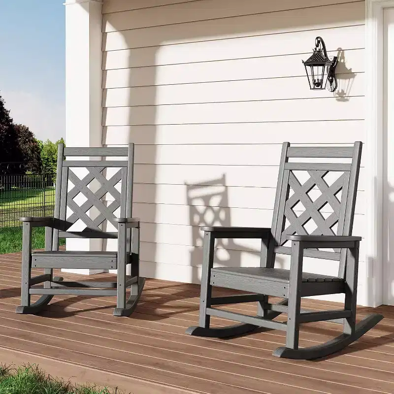 COZONY Outdoor Rocking Chair Set of 2/4/6, HDPE Weather Resistant Patio Rocker 380LB Support