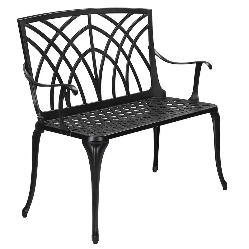 Karl Home 37.5 in. Black Aluminum Outdoor Bench