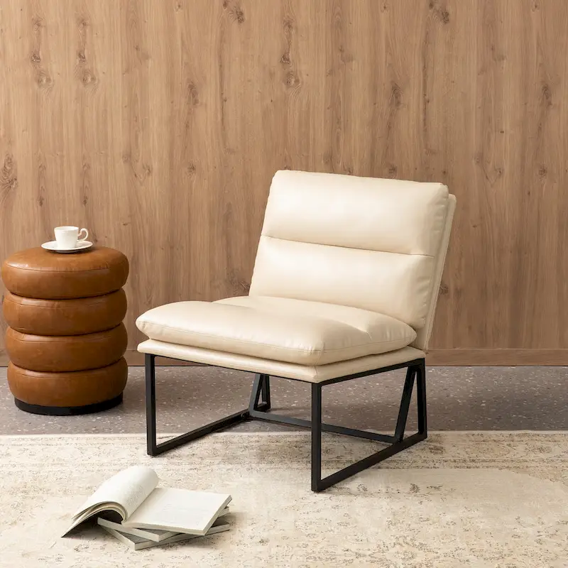 Glitzhome Set of 2 30.25H Modern Ergonomic PU Accent Armless Chair