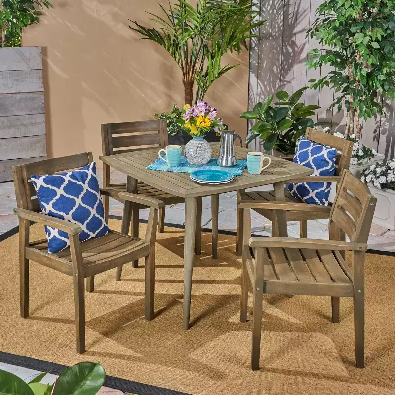 Christopher Knight Home Lenny Outdoor Acacia Wood 5 Piece Dining Set