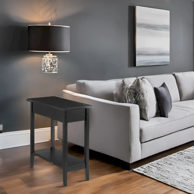 Stylish Slim End Table, Narrow Nightstand, and Skinny Bedside Table
