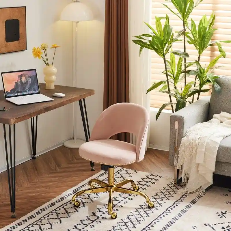 Office Chair Velvet Desk Chair Swivel Armchair Cute Modern Fabric Home Office Desk Chairs with Wheels