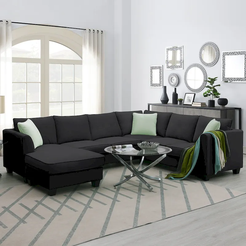 Modern Sectional Sofa with Ottoman, Modular, Spacious