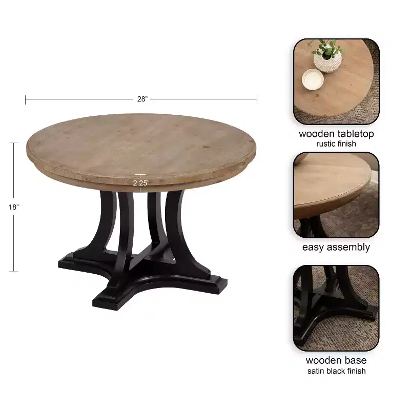Kate and Laurel Linsley Wood Coffee Table, 28x28x18, Rustic Brown