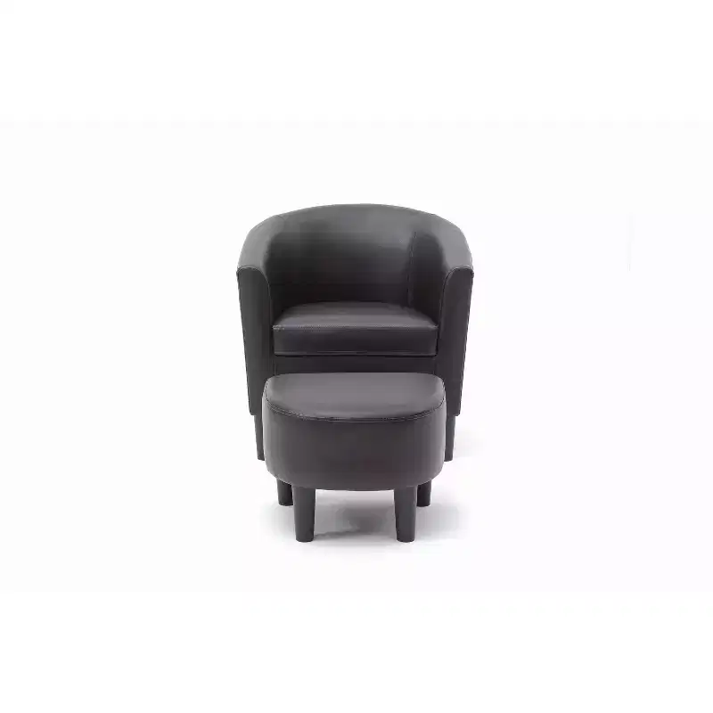 Passion Furniture Salem Faux Leather Accent Chair with Ottoman